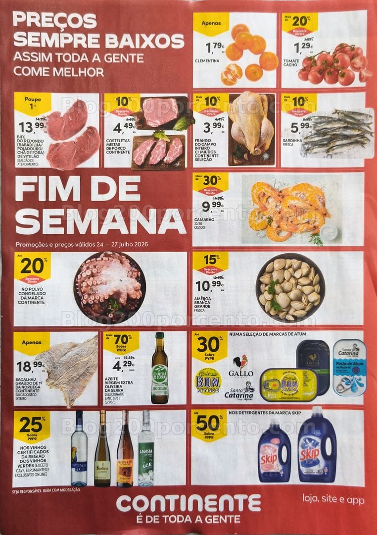 Antevisão Folheto CONTINENTE Promoções Fim de Semana - 24 a 27 julho