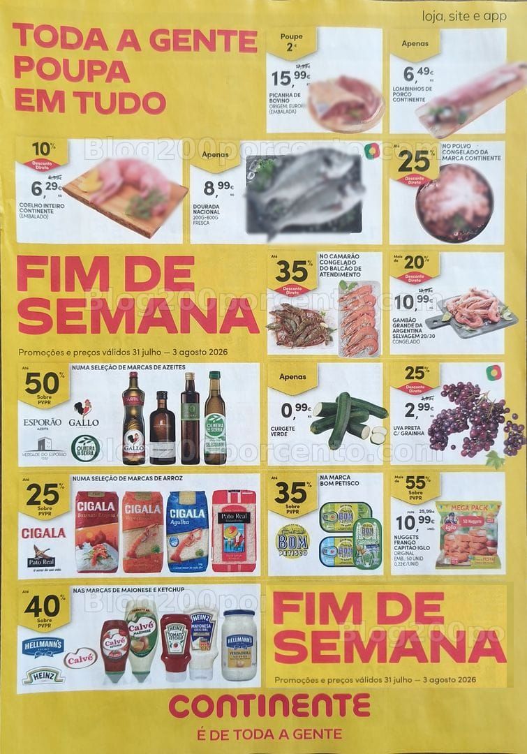 Antevisão Folheto CONTINENTE Promoções Fim de Semana - 31 julho a 3 agosto