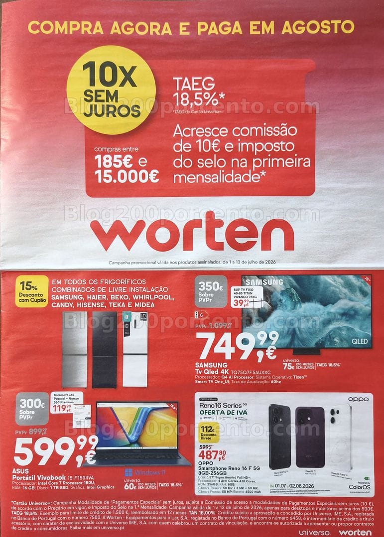 Antevisão Folheto WORTEN Promoções de 1 a 13 julho