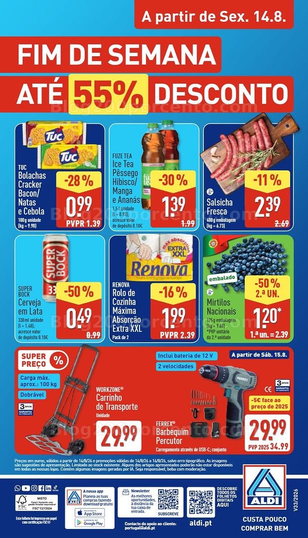 Antevisão Folheto ALDI Saldos Abertura Promoções de 14 a 21 agosto