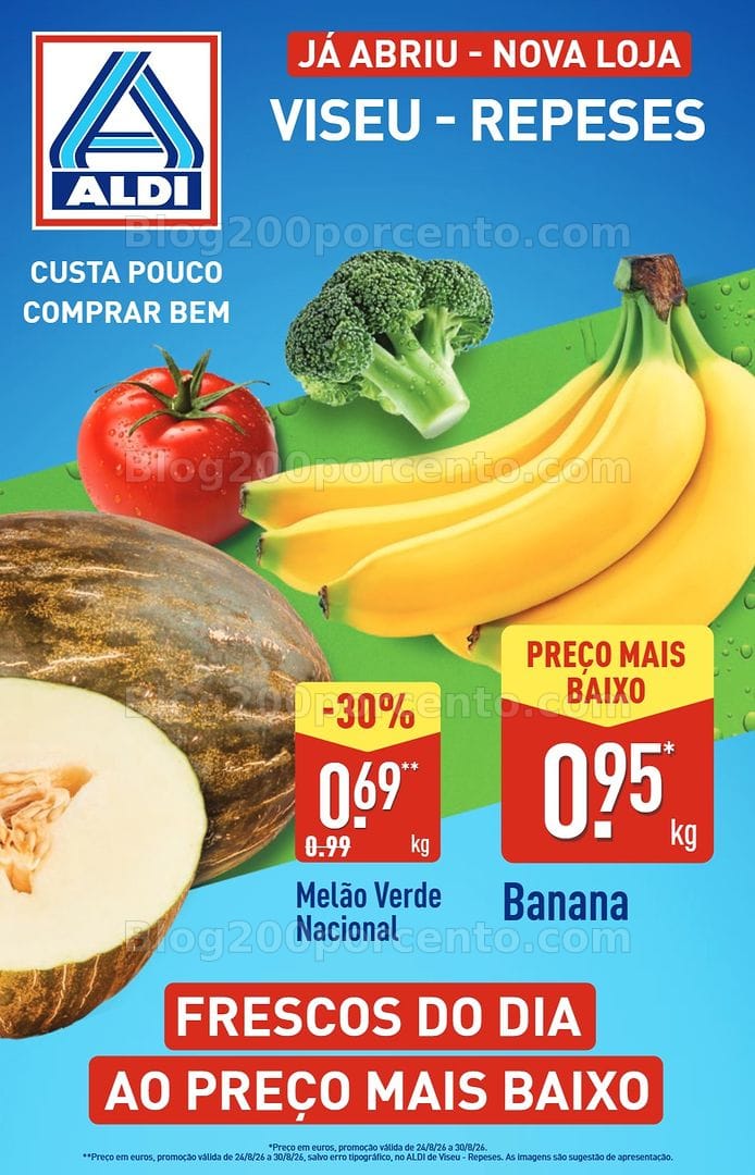 Antevisão Folheto ALDI Saldos Abertura Viseu - Repeses Promoções de 24 a 30 agosto