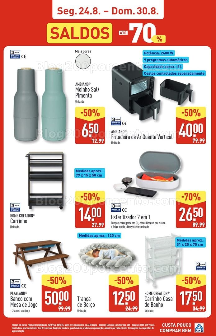 Antevisão Folheto ALDI Saldos Abertura Viseu - Repeses Promoções de 24 a 30 agosto