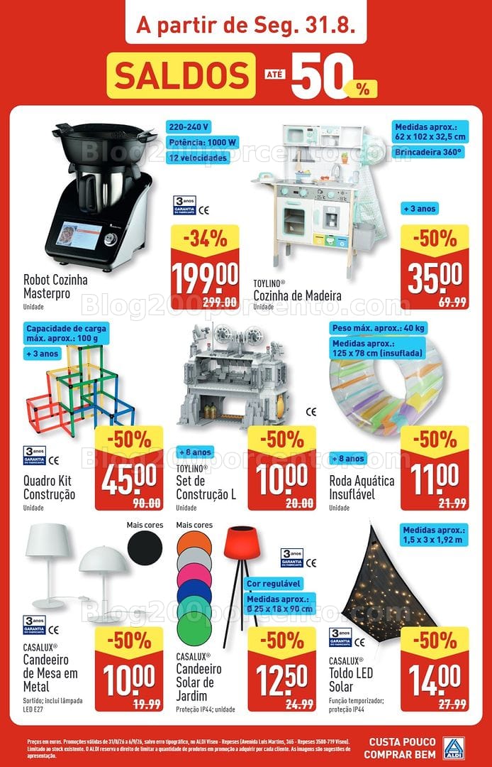 Antevisão Folheto ALDI Saldos de Abertura Promoções de 31 agosto a 6 setembro