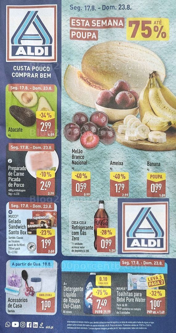 Antevisão Folheto ALDI Promoções de 17 a 23 agosto