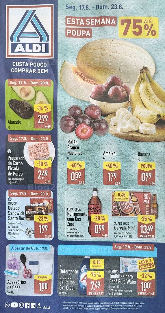 Antevisão Folheto ALDI Promoções de 17 a 23 agosto