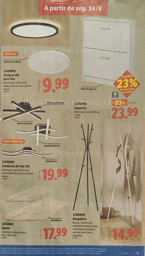 Antevisão Folheto LIDL Bazar Promoções de 24 agosto a 3 setembro