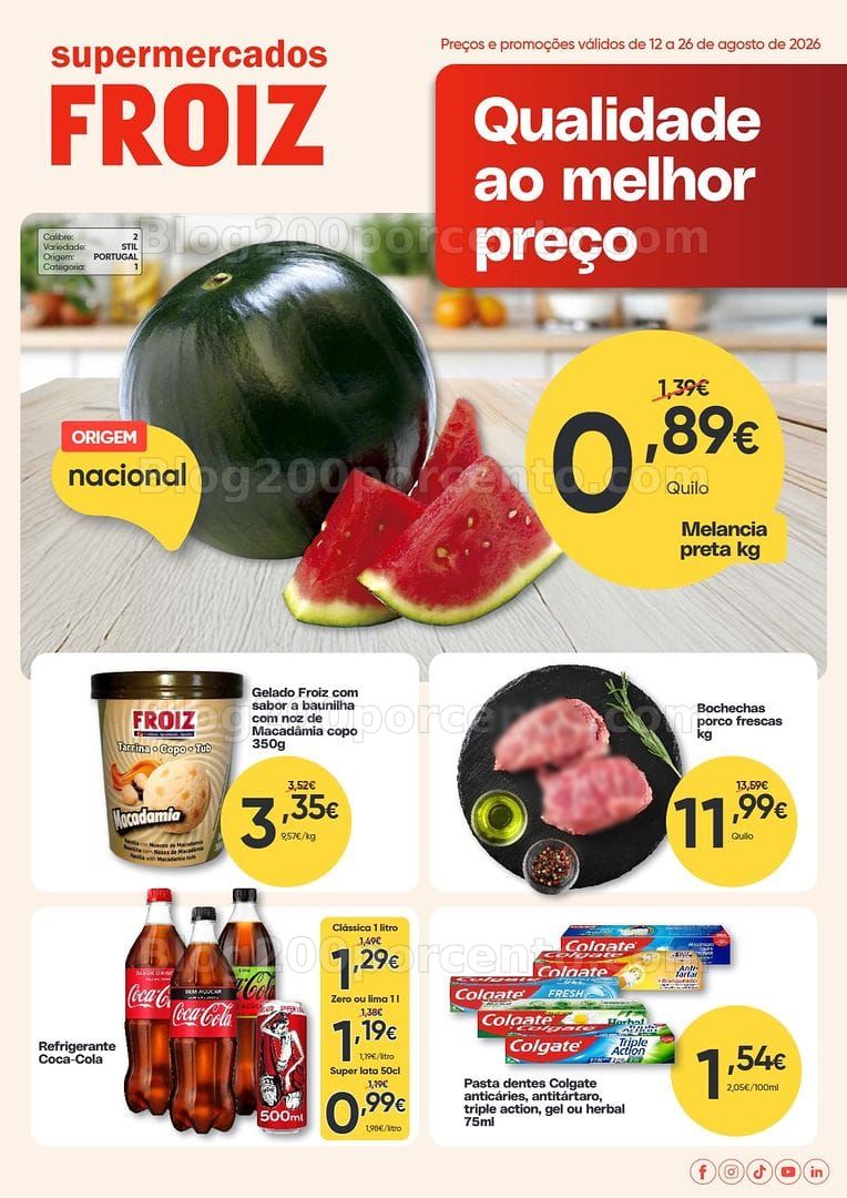 Antevisão Folheto FROIZ Promoções de 12 a 26 agosto