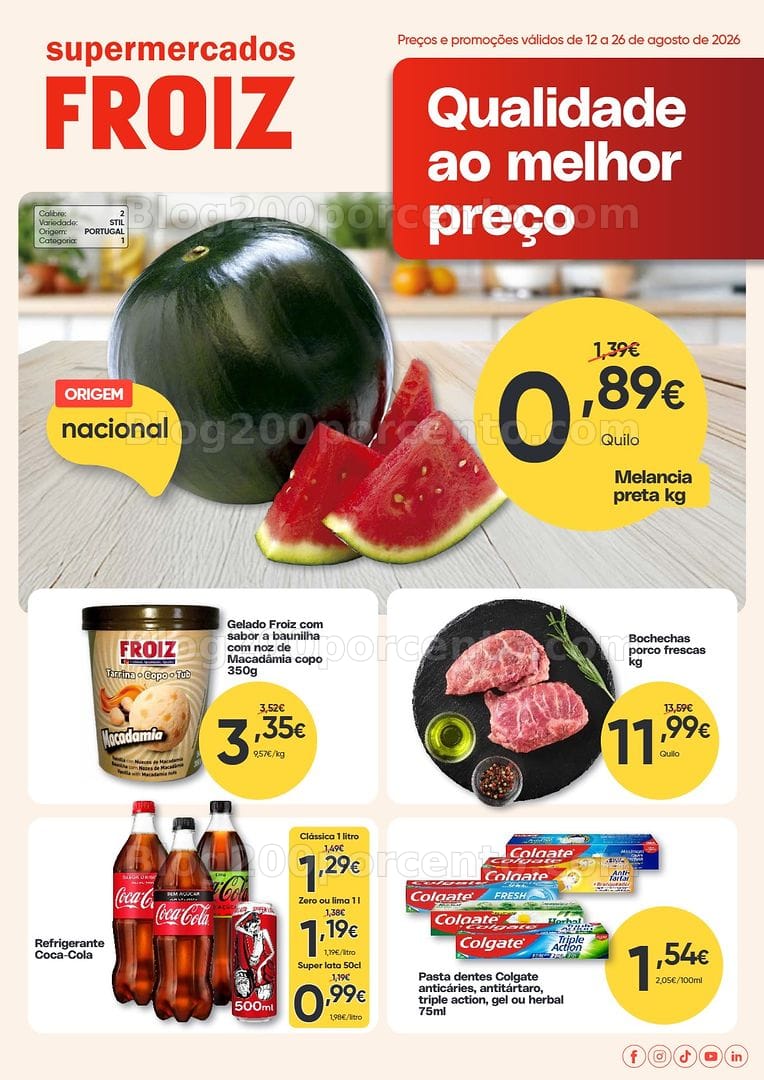 Antevisão Folheto FROIZ Promoções de 12 a 26 agosto