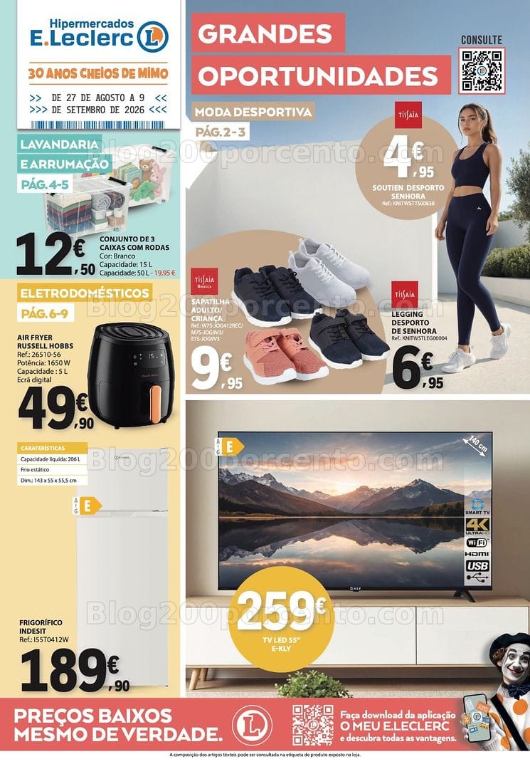 Antevisão Folheto E-LECLERC Bazar Grandes Oportunidades Promoções de 27 agosto a 9 setembro