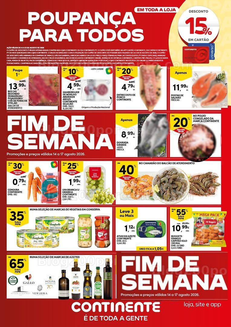 Antevisão Folheto CONTINENTE Promoções Fim de Semana - 14 a 17 agosto - Edição Digital