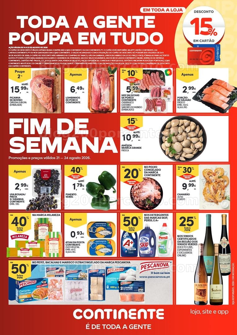 Antevisão Folheto CONTINENTE Promoções Fim de Semana - 21 a 24 agosto - Edição Digital