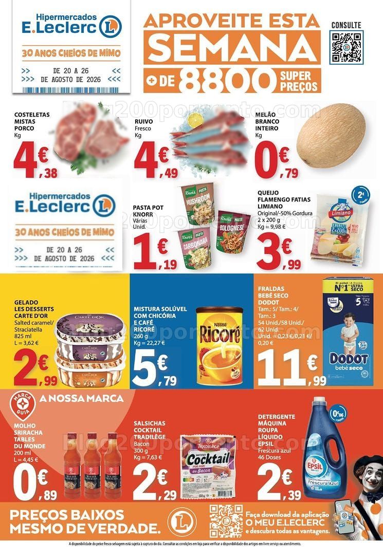 Antevisão Folheto E-LECLERC Promoções de 20 a 26 agosto