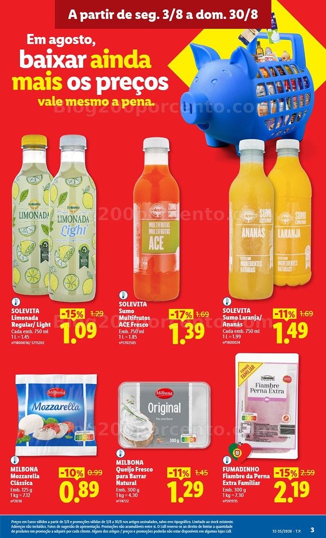 Antevisão Folheto LIDL Baixa de preços Promoções de 3 a 30 agosto