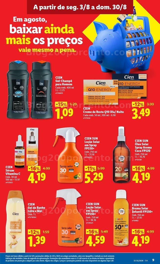 Antevisão Folheto LIDL Baixa de preços Promoções de 3 a 30 agosto