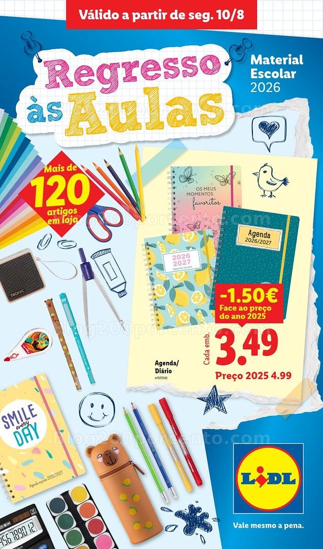 Antevisão Folheto LIDL Especial Regresso às Aulas Promoções a partir de 10 agosto e 7 setembro