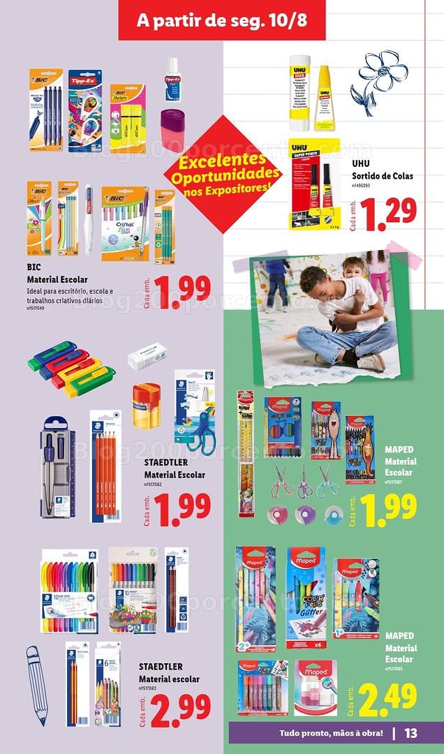 Antevisão Folheto LIDL Especial Regresso às Aulas Promoções a partir de 10 agosto e 7 setembro