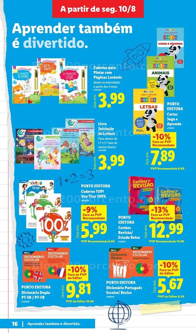 Antevisão Folheto LIDL Especial Regresso às Aulas Promoções a partir de 10 agosto e 7 setembro
