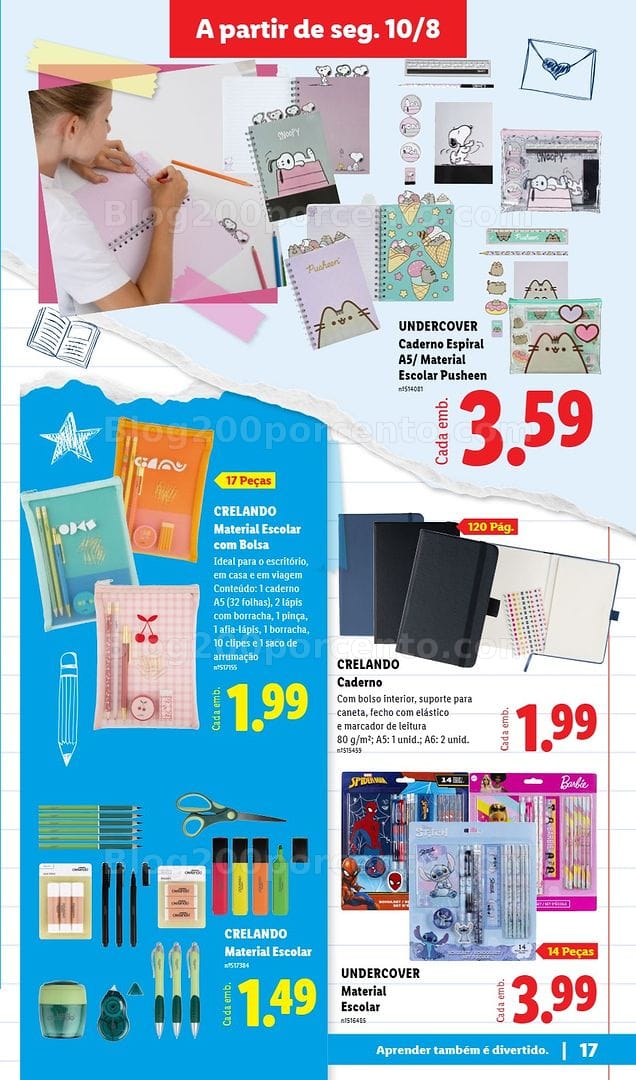 Antevisão Folheto LIDL Especial Regresso às Aulas Promoções a partir de 10 agosto e 7 setembro