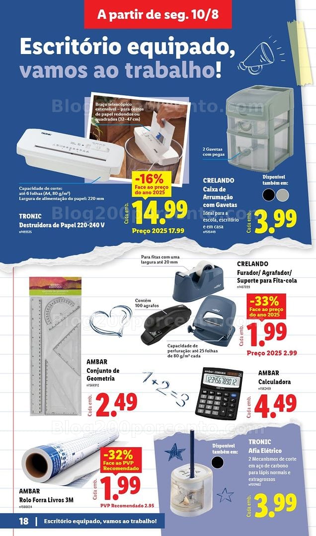 Antevisão Folheto LIDL Especial Regresso às Aulas Promoções a partir de 10 agosto e 7 setembro