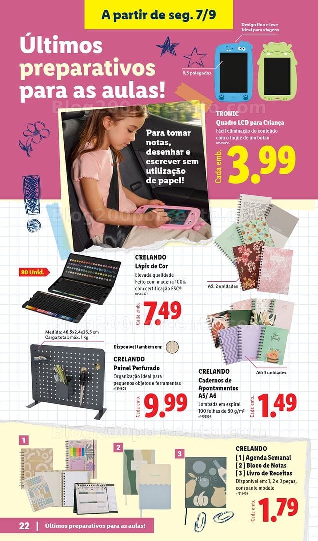 Antevisão Folheto LIDL Especial Regresso às Aulas Promoções a partir de 10 agosto e 7 setembro