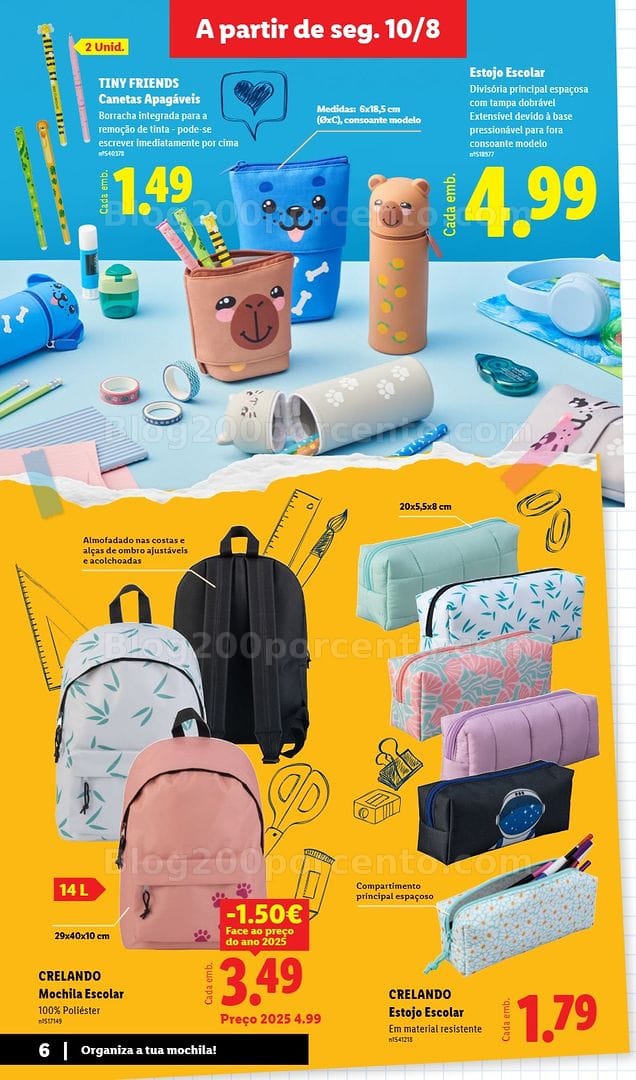 Antevisão Folheto LIDL Especial Regresso às Aulas Promoções a partir de 10 agosto e 7 setembro