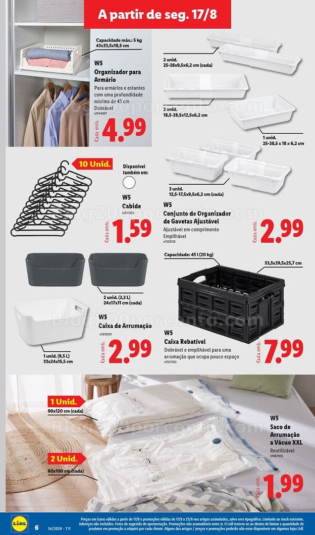 Antevisão Folheto LIDL Bazar Arrumação Promoções de 17 a 27 agosto