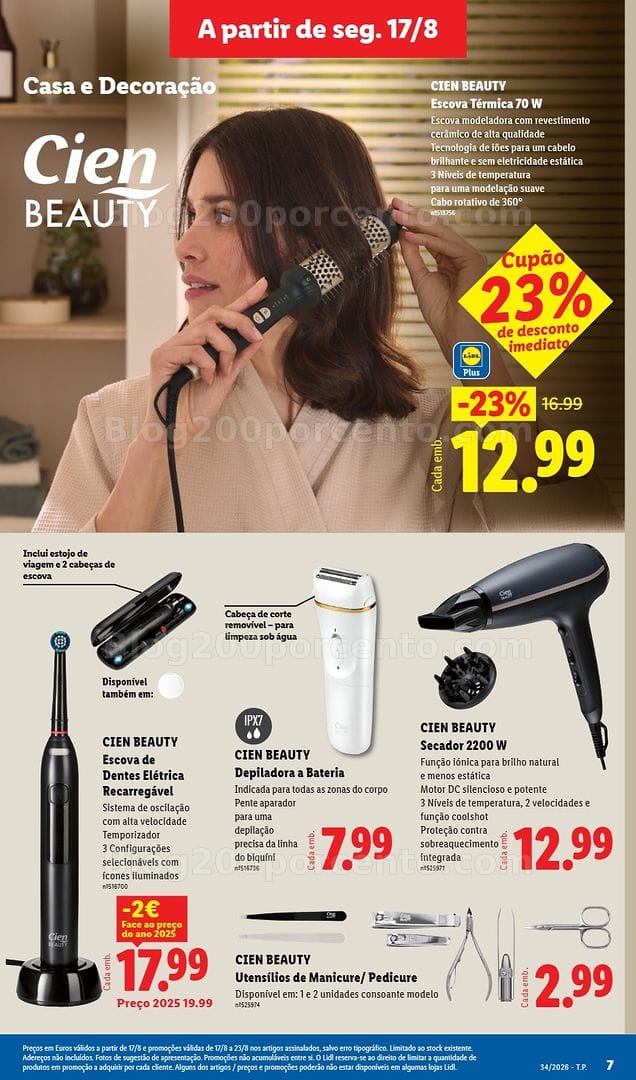 Antevisão Folheto LIDL Bazar Beleza e Cuidados Pessoais Promoções de 17 a 27 agosto