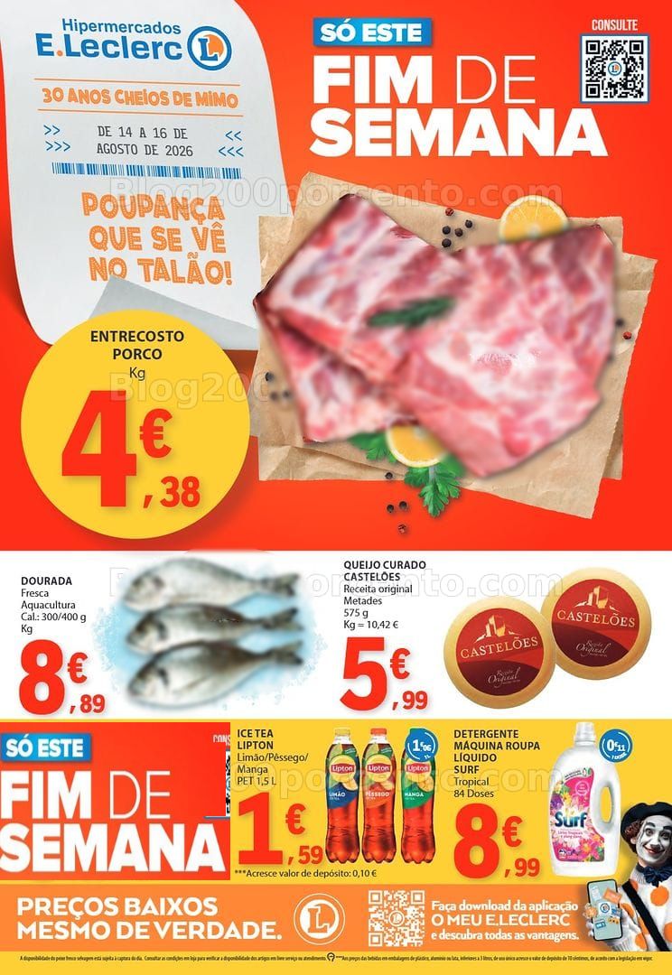Antevisão Folheto E-LECLERC Promoções Fim de Semana - 14 a 16 agosto