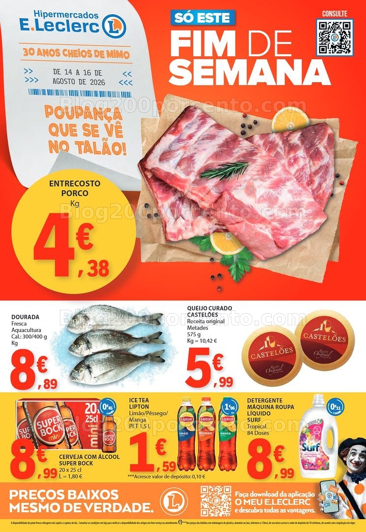 Antevisão Folheto E-LECLERC Promoções Fim de Semana - 14 a 16 agosto