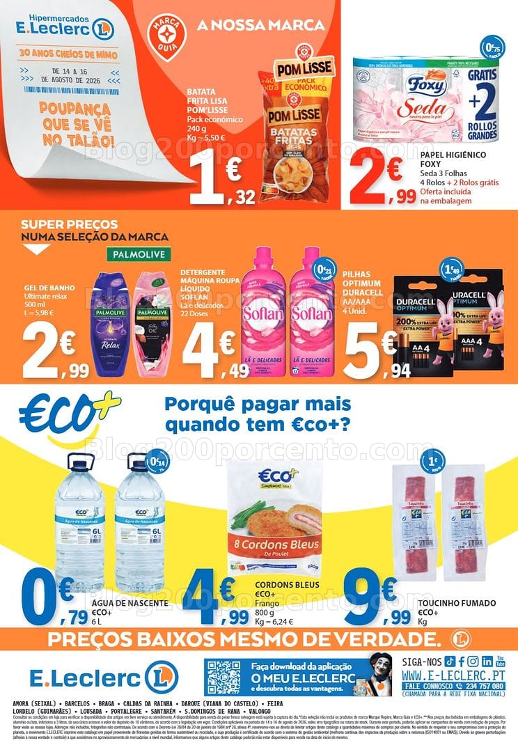 Antevisão Folheto E-LECLERC Promoções Fim de Semana - 14 a 16 agosto