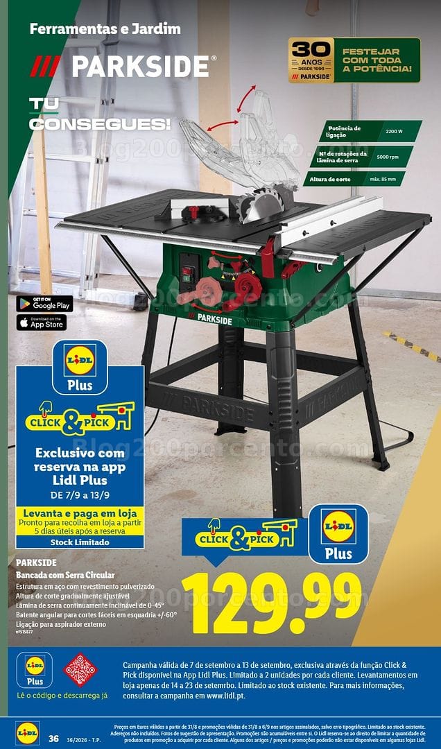 Antevisão Folheto LIDL Bazar Extra Parkside Click&Pick Promoções de 7 a 13 setembro