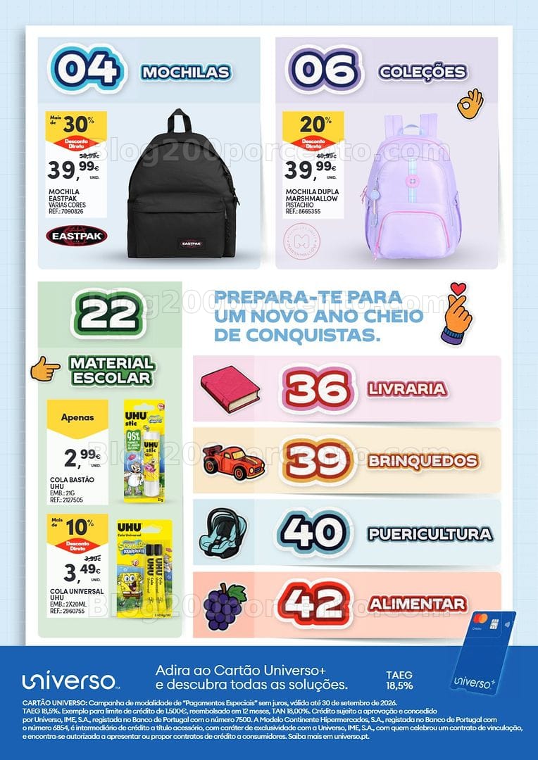 Antevisão Folheto CONTINENTE Regresso às Aulas Promoções de 11 agosto a 20 setembro - Edição Digital