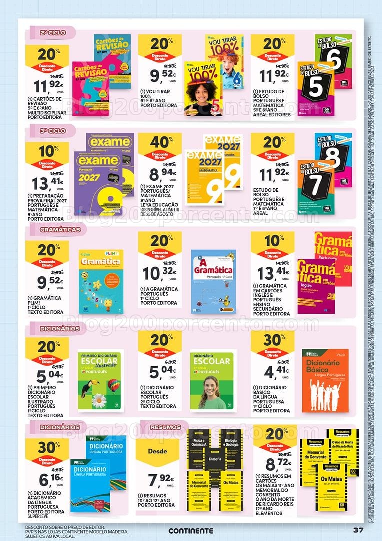 Antevisão Folheto CONTINENTE Regresso às Aulas Promoções de 11 agosto a 20 setembro - Edição Digital