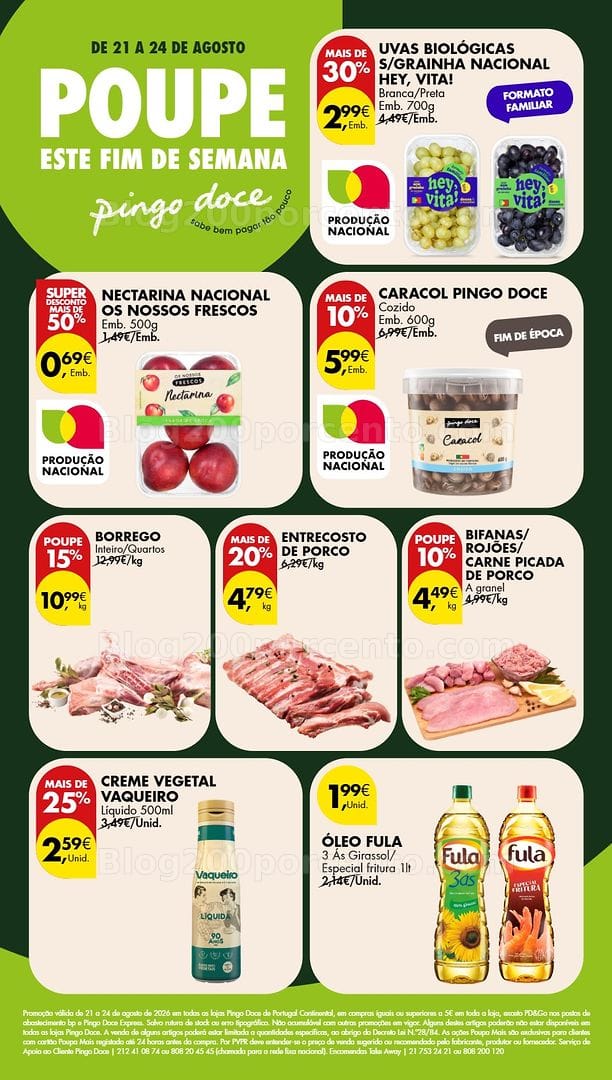 Antevisão Folheto PINGO DOCE Promoções Fim de Semana - 21 a 24 agosto