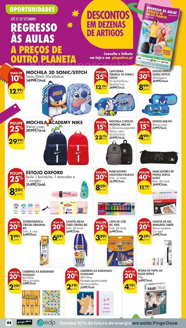 Antevisão Folheto PINGO DOCE Bazar Regresso às Aulas Grandes Promoções de 25 a 31 agosto