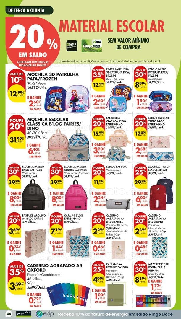 Antevisão Folheto PINGO DOCE Bazar Regresso às Aulas Grandes Promoções de 1 a 7 setembro