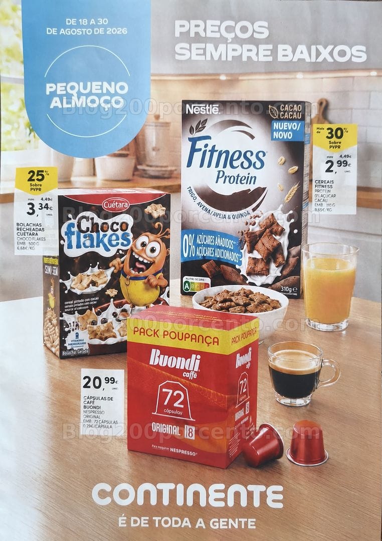Antevisão Folheto CONTINENTE Especial Pequeno Almoço Promoções de 18 a 30 agosto