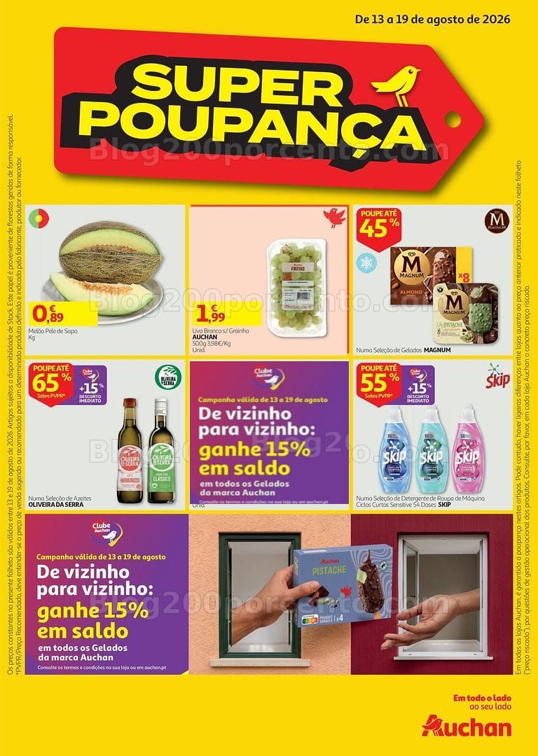 Antevisão Folheto AUCHAN Super Poupança Promoções de 13 a 19 agosto