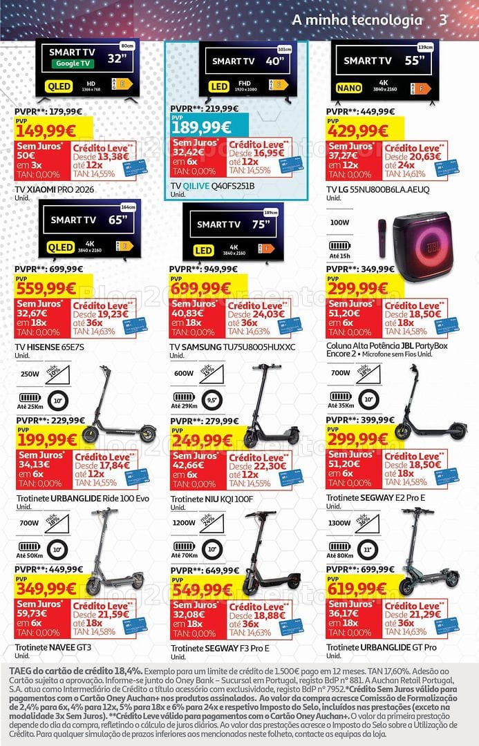 Antevisão Folheto AUCHAN Tecnologia Promoções de 5 a 18 agosto