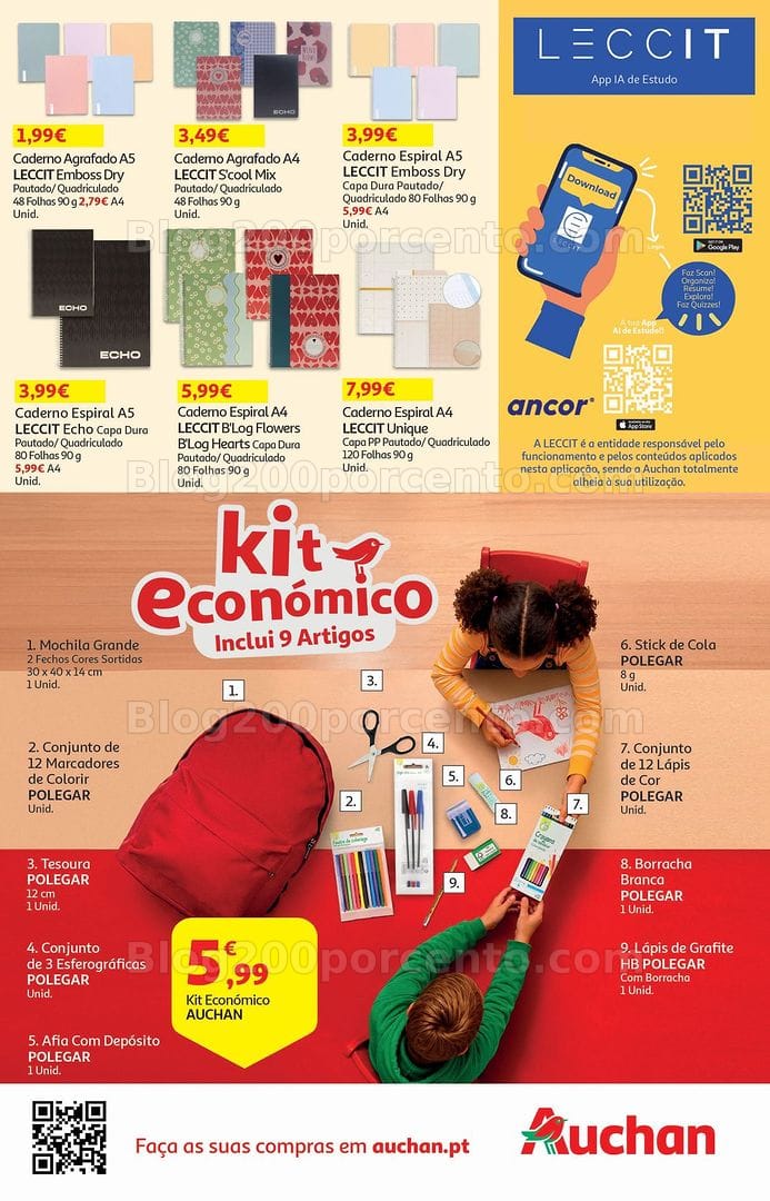Antevisão Folheto AUCHAN Regresso às Aulas Promoções de 5 agosto a 2 setembro