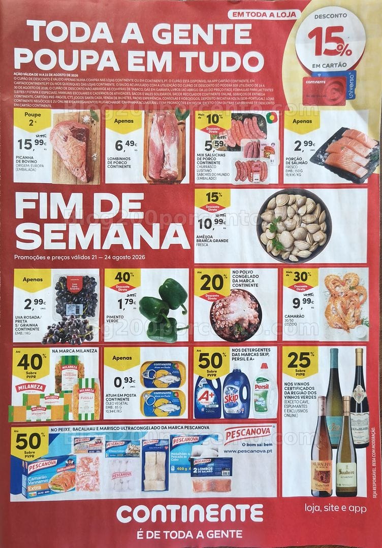 Antevisão Folheto CONTINENTE Promoções Fim de Semana - 21 a 24 agosto