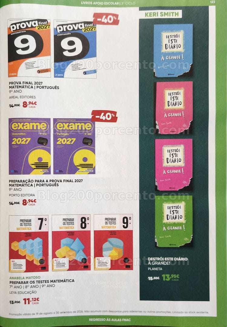 Antevisão Folheto FNAC Catálogo Regresso às Aulas Promoções de 19 agosto a 30 setembro