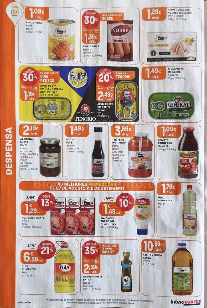 Antevisão Folheto INTERMARCHÉ Promoções de 27 agosto a 2 setembro