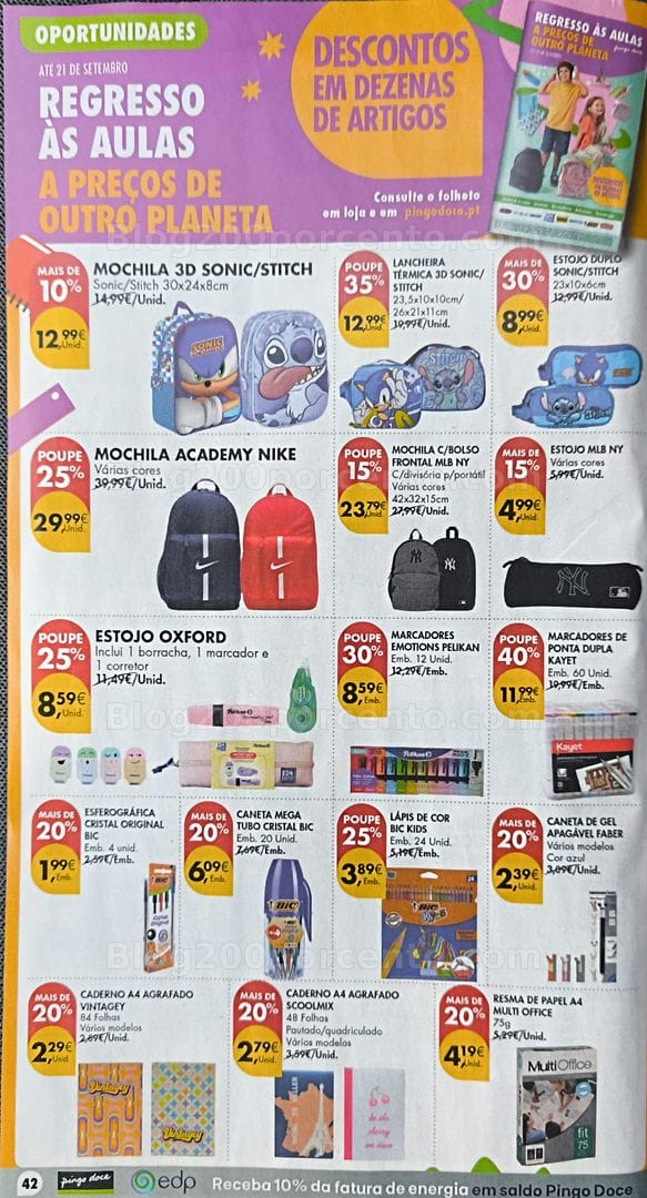 Antevisão Folheto PINGO DOCE Bazar Regresso às Aulas Promoções de 25 a 31 agosto