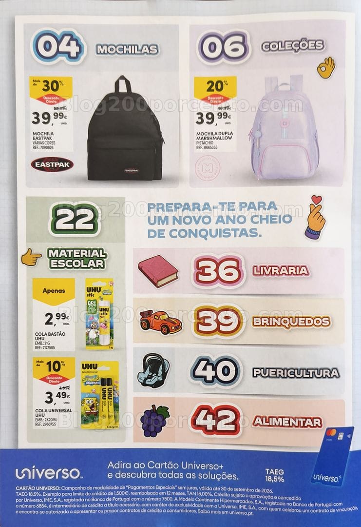 Antevisão Folheto CONTINENTE Regresso às Aulas Promoções de 11 agosto a 20 setembro
