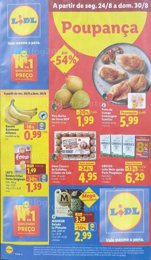 Antevisão Folheto LIDL Promoções de 24 a 30 agosto - Supermercado