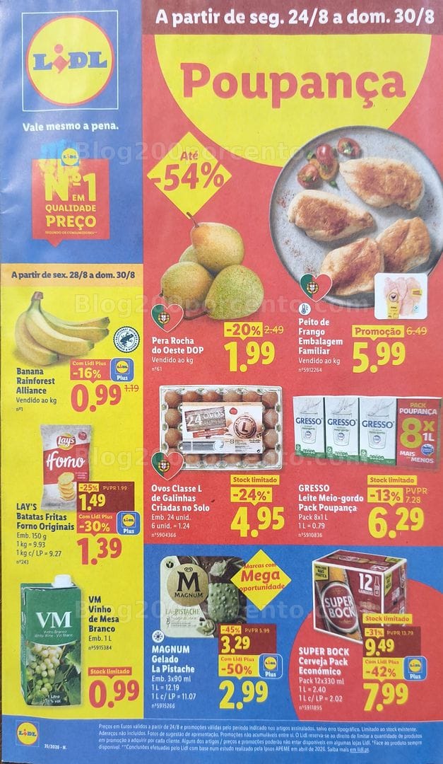 Antevisão Folheto LIDL Promoções de 24 a 30 agosto - Supermercado
