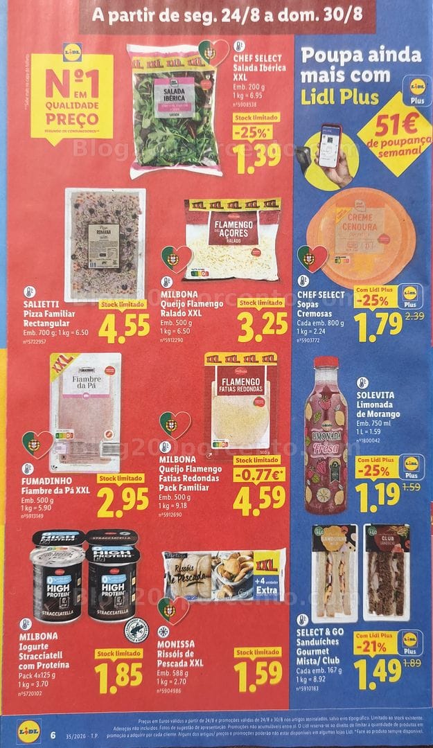 Antevisão Folheto LIDL Promoções de 24 a 30 agosto - Supermercado