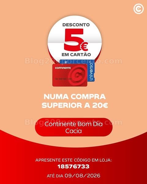 ALERTA - Novo cupão de 5€ CONTINENTE Promoções até 9 agosto