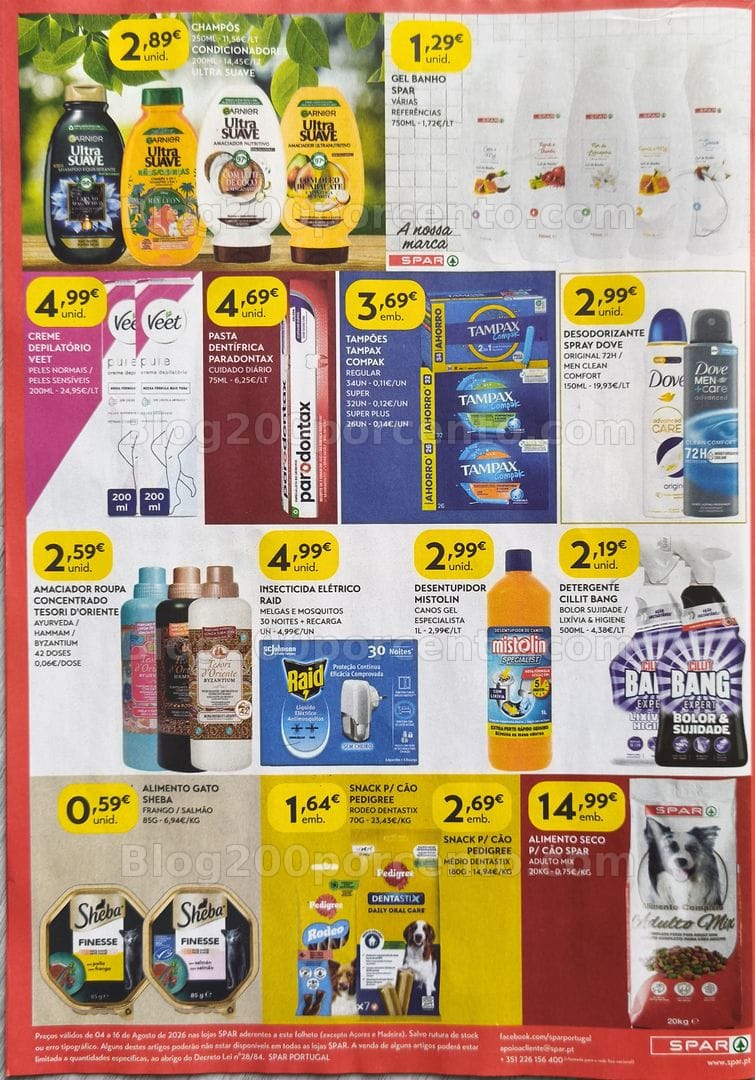 Antevisão Folheto SPAR Promoções de 4 a 16 agosto